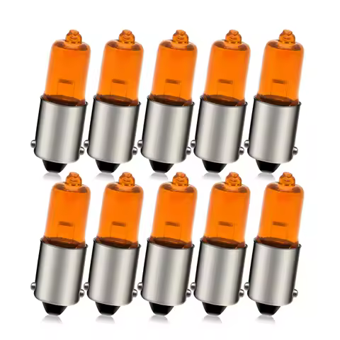 10pcs Ba9s Halogen Bulb Amber Yellow T4W Bay9s H21W Indicator Signal Lamp 12V 21W Motorcycle Bulb AT