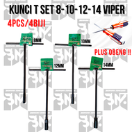 Kunci T Sok Set Paket 4pcs /Konci Shock T Viper Setara Tekiro ukuran T8mm T10mm T12mm T14mm