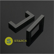 Minimalist black stainless steel 64mm square drawer pull