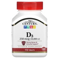 21st Century Vitamin D3 Bone Supplement Immune Booster Calcium Teeth 1000 IU - 10000IU 60 -110 Table