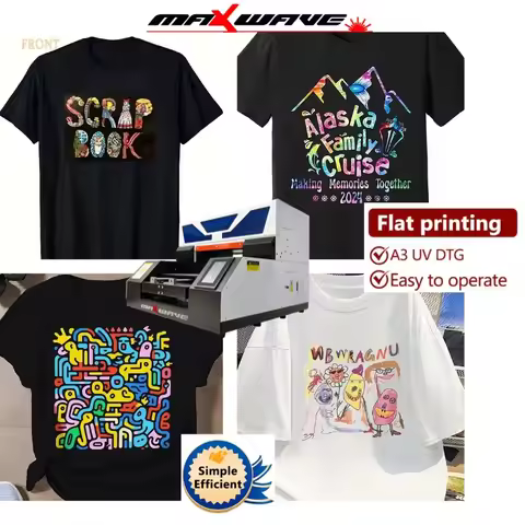 MAXWAVE 6 Color A3 UV DTG Flatbed Printer with CMYK Lc Lm White Ink for Vibrant Photo Printing on Sh