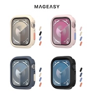 MAGEASY Apple Watch 44/45mm Skin 防摔保護殼(通用最新9代)粉紅色