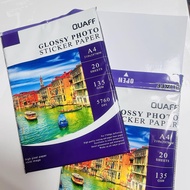 QUAFF GLOSSY Photo Sticker Paper A4 size (135gsm) 20sheets