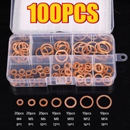 100/200PCS Car Oil Drain Plug Gaskets - M4-M14 Copper Pads Ring - Oil Pan Sealing Washers - High Tem