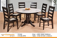 EUREKA 4.5ft Marble Dining Set Round with 6 Chairs / Set Meja Makan Bulat 6 Kerusi (Delivery &amp; Installation to Klang Valley Only)