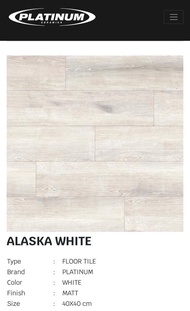 Keramik Platinum 40x40 Alaska White Matt