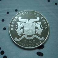 貝寧 1992 年發行第 25 屆巴塞隆拿奧運會紀念版 1,000 法郎銀幣