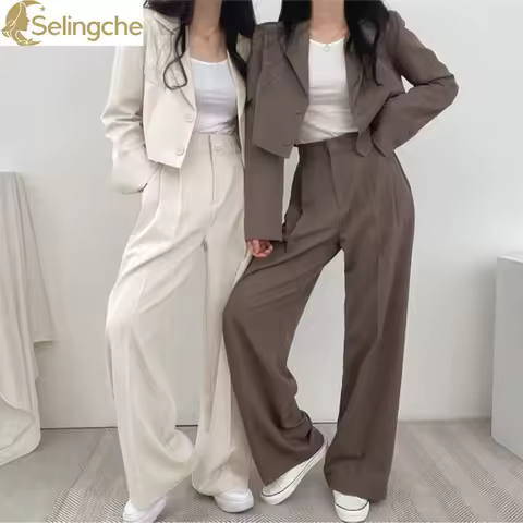 Summer New Short Top Jacket Blazer Wide Leg Pants Two-piece Set Elegant Women's Office Casual Set Ou