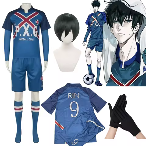 Anime Rin Cosplay Costumes #9 Rin Itoshi Wigs Football Club Jersey RIN Soccer Uniform Halloween Part