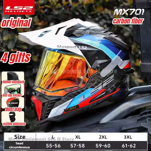 LS2 EXPLORER Carbon Fiber Off Road Rally Helmet Men's Women's Motorcycle Full Helmet Anti Fog Double
