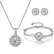 Jewellery Set Heart Pendant Necklace and Earrings Set Cubic Zirconia Jewellery for Women
