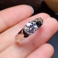 Pt50 Platinum Plated Simulation Diamond Ring 2 Carat Moissanite Ring Men's Wedding Ring WJG