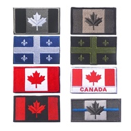 Ready Stock Canada Flag Badge Canada Flag Embroidery Velcro Quebec Flag Cloth Sticker