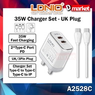 LDNIO A2528C 35W Charger Set 35W Fast Charging Charger Adapter Set Wall Charger LDNIO Charger Adapto