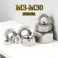 Hex Nut 201 Stainless Steel Hexagon Nut M3-M30[XZM-GY]