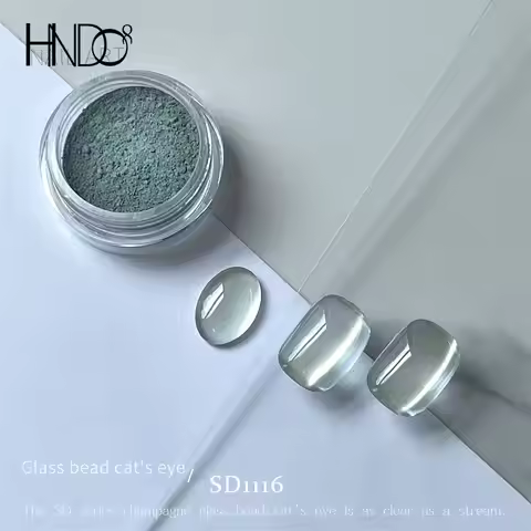 HNDO 0.5g Yellowish-Green Cat Eye Magnetic Powder Clear Glass Bead Effect for Gel Polish Nail Art Gl