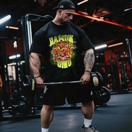 Olympia Fitness Printed Loose T-shirt Men's Fitness Muscle Classic 100% Cotton Gym T-shirt1023