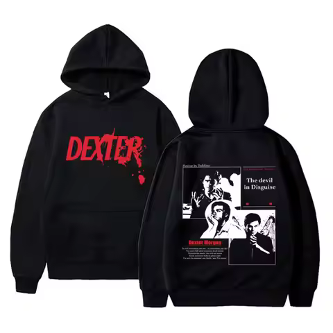 Dexter Morgan's devil pattern printed hoodie for men's casual retro streetwear and fashionable Haraj