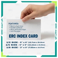 ERC Index Card Size 5x8 4x6 3x5 White Ruled Both Sided Lines 1/2 1/4 1/8 Blank Ring Color Plain Tabs