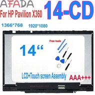 AAA + 14 "LCD สำหรับ HP Pavillion X360 14-CD 14 CD แล็ปท็อปหน้าจอสัมผัสชุดประกอบดิจิไทเซอร์จอแสดงผล