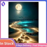 Painting Wall Decor 30 X 40 Cm" Beach Moonlight" Full Layout 30X40cm Without Frame