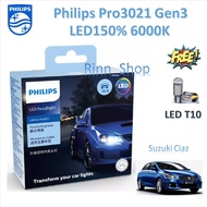 Philips Car Headlight Bulb Pro3021 Gen3 LED+1 6000K Suzuki Ciaz Siew LED T10