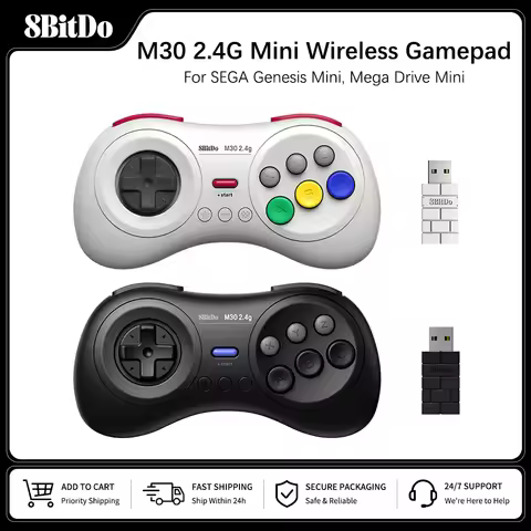 8BitDo M30 2.4G Mini Gamepad Game Controller for Sega Genesis Mini and Mega Drive Mini Game Console 