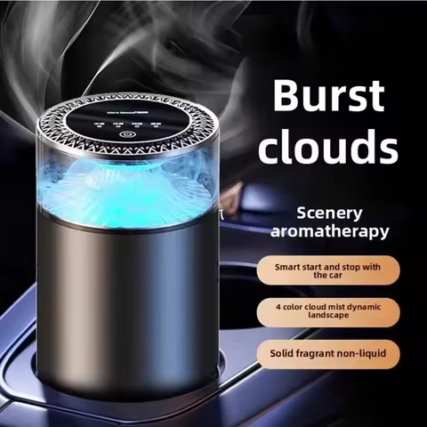 New Smart Car Air Aromatherapy Diffuser Car Air Freshener(Smoke bomb) Mist Maker Colorful Lights hum