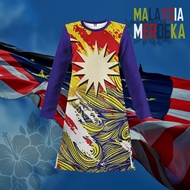 Family/couple Set 1957 Independence Day Jersey 68th Baju Merdeka Perempuan Long Sleeve Muslimah Clot