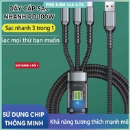 3in1 Charging Cable, 100W “1.2m long”. 3-in-1 Anti-break, Anti-Tangle Charging Cord. 3-Head Charging