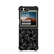 Phone Case Samsung Galaxy Series Z FLIP 7 6 5 4 3 Custom Softcase Outline Leafs In Black
