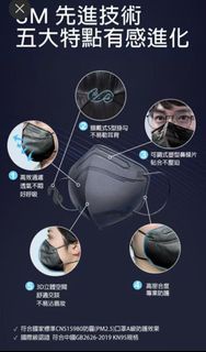 3M - 9513型號 -- KN95級 防粉塵顆粒物-- PM2.5 防霧霾 防飛沫 不勒耳--黑色