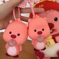 Pink Loopy Bubble Blowing Keychain Decompression Squishy Toy Little Beaver Squeezing Pendant Bag Hanging Keyring Gifts for Kids Gift Toys