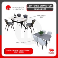 [Deliver in 2-3 Days] 1+4/1+6_Marble/Sintered Stone Top Rectangle And Round Dining Set / Dining Table Set 1+4 Dining Set