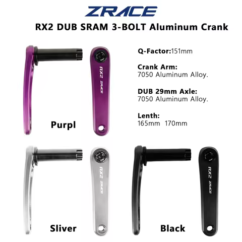 ZRACE RX2 Road Gravel Bike Crankset 7075 CNC Aluminum 29mm Axle 3-Bolt Direct Mount 165/170mm