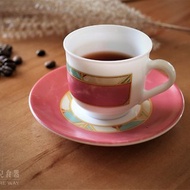 早期濃縮咖啡杯盤組－粉紅色天棚 (餐具/舊貨/老物/玻璃/幾何)