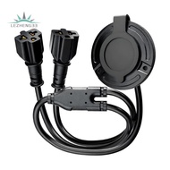Waterproof AC Port Plug& 20A RV Shore Power Inlet with Dual 5-In-1  Adapters, 12AWG Cord RV Plug, US