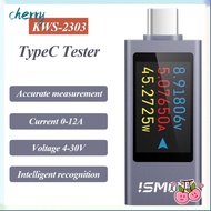 CHERRY Power Meter Tester, Type-C PD Current and Voltage Monitor,  Battery Capacity DC 4-30V 0-12A K