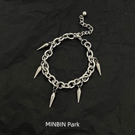 gelang titanium gelang couple Ins Tassel Rivets Titanium Steel Hip Hop Boys Bracelet