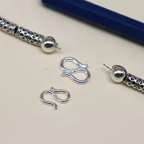 990 Sterling Silver Necklace Bracelet Pearl Chain Connector Accessory Fashion Locks Clasp Buckle for