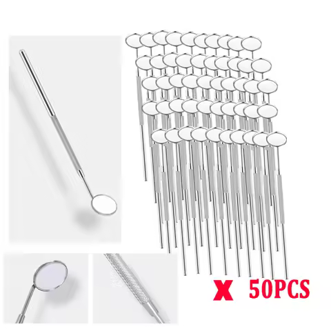 50Pcs/set Dental Mirror Mouth Mirror with Handle Intraoral Mirrors Dentist Instrument Teeth Whitenin