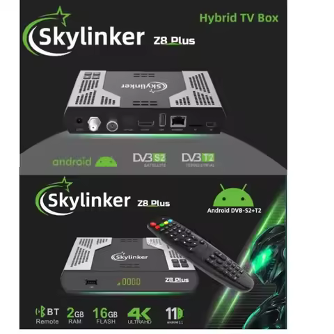 [Genuine]2026 New Skylinker Z8 Plus Hybrid TV Box Android OTT+DVB-S2+DVB-T2 ETV Pro FTA Satellite Te