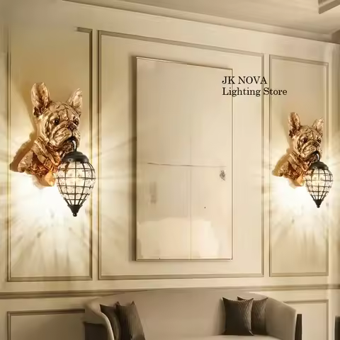 Lucky Elephant Wall Lamp American Retro Animal Head Living Room Sofa Background Wall Entrance Study 