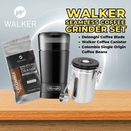 Walker Seamless Coffee Grinder Set - Delonghi Coffee Blade, Coffee Canister, Colombia Single Origin Coffee Beans