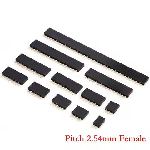 10PCS Single Row Pin Female Header Socket Pitch 2.54mm 1*2 3P 4 5P 6P 7P 8P 9P 10P 11P 12P 13P 14P 1