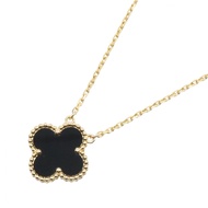 [Pre-owned] Van Cleef & Arpels Vintage Alhambra Onyx Necklace, Neck Circumference 37.5/42cm, K18 (Ye