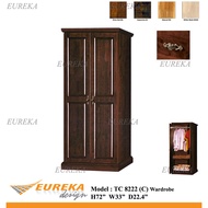 EUREKA 8222 2.5ft Wardrobe/Almari Baju 2 Door Wood Durable (Deliver & Installation Klang Valley)