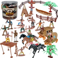 58 Pcs Wild West Cowboys and Indians Plastic Figures Toys Play Set, Toy Figure Action Soldiers and N