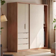 Nordic Solid Wood Wardrobe Storage Cabinet Sliding Door Wardrobe Wardrobe with drawers 1/2/3/4/5 Doo