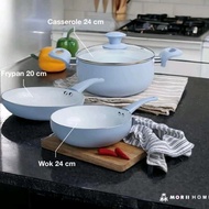 MORIIHOME Teflon Ceramic Non-Stick Frying Pan 20cm Frying Pan 20cm Glass Lid Non-Stick Cooking Pan 2